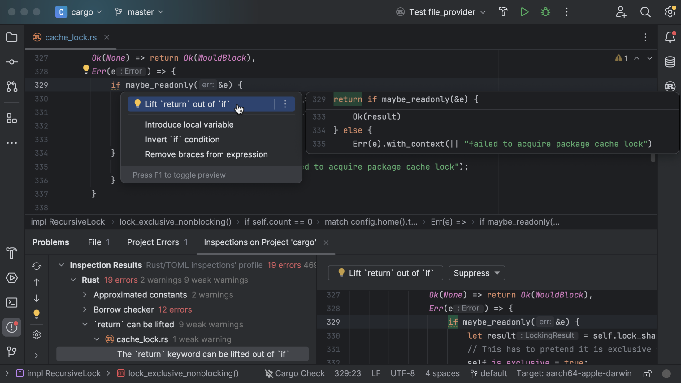 Code analysis and quick-fixes